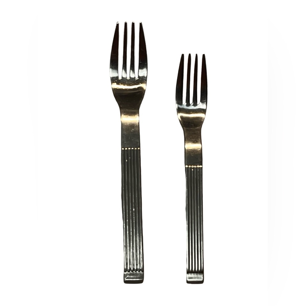 Dansk 2 Piece Fork Set THEBE Rib Dinner Dessert Stainless Steel MCM